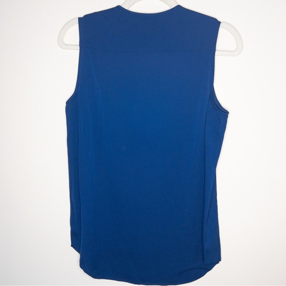 Theory Silk Split Neck Button Down Sleeveless Blouse - Picture 4 of 6
